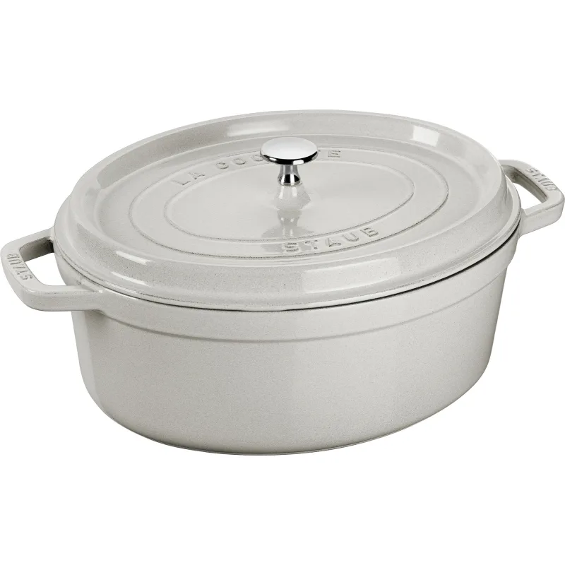 Staub La Cocotte oval støbejernsgryde 8 liter, white truffle