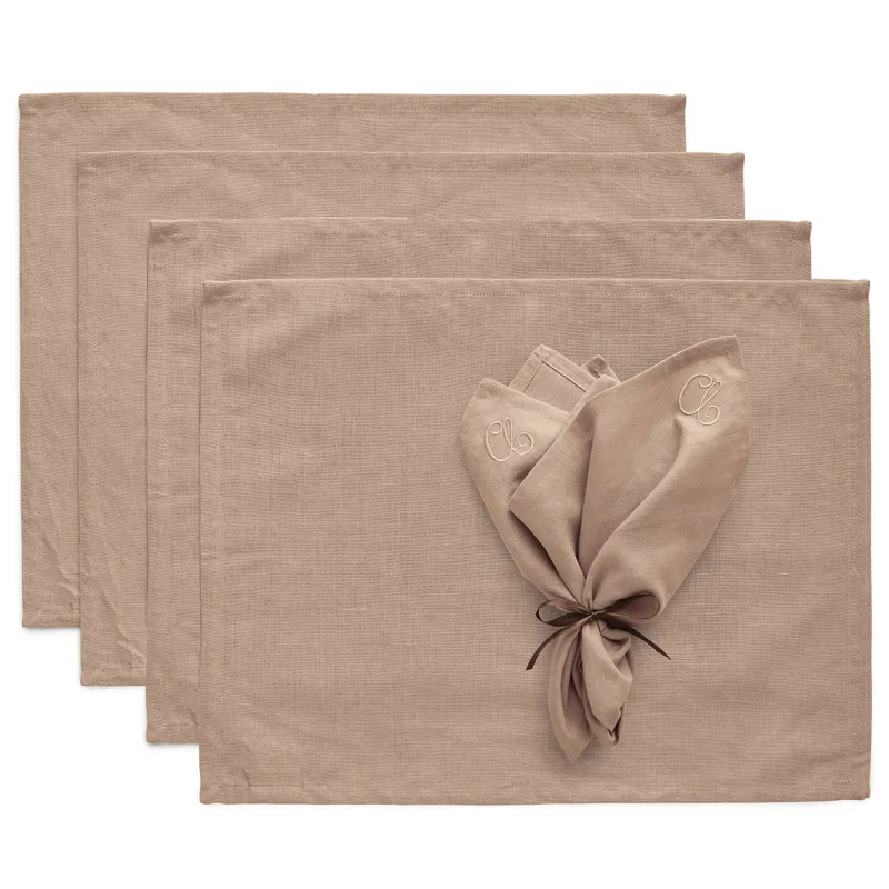 Decotique Sienna tekstilsæt 4 dækkeservietter + 4 servietter, taupe