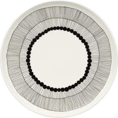 Marimekko Siirtolapuutarha tallerken 25 cm, sort/hvid