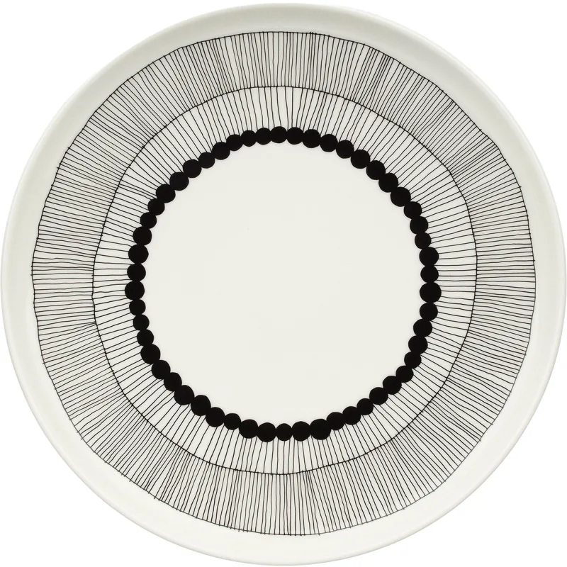 Marimekko Siirtolapuutarha tallerken 25 cm, sort/hvid