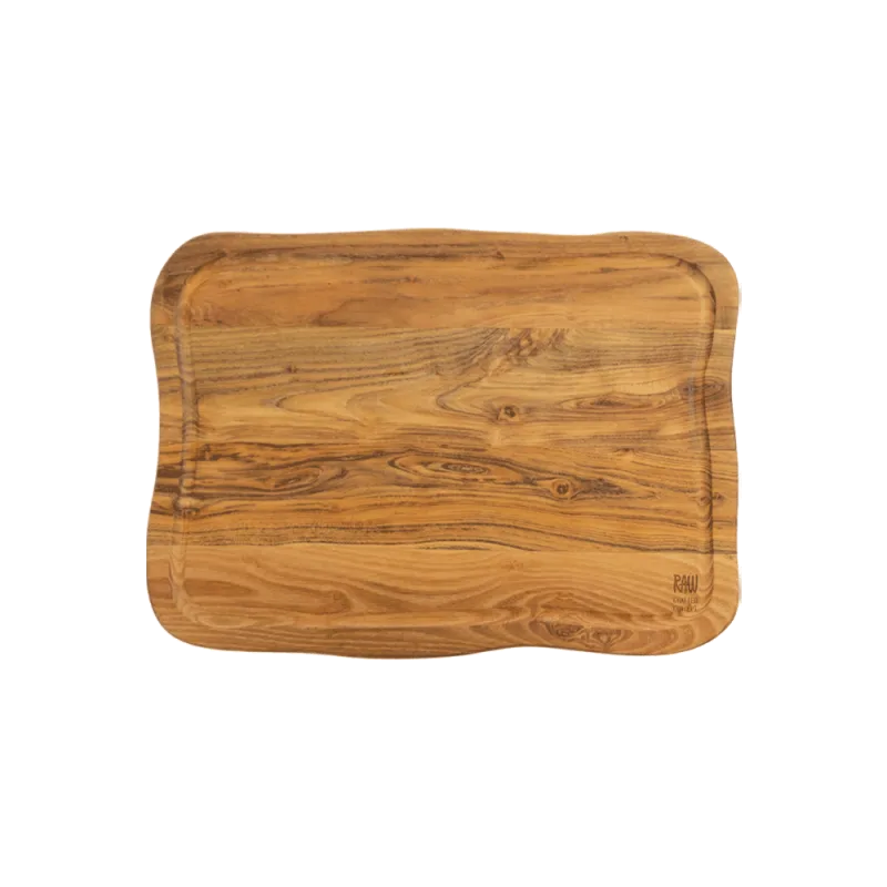 Raw Teak skærebræt med saftrille - 45x33 cm