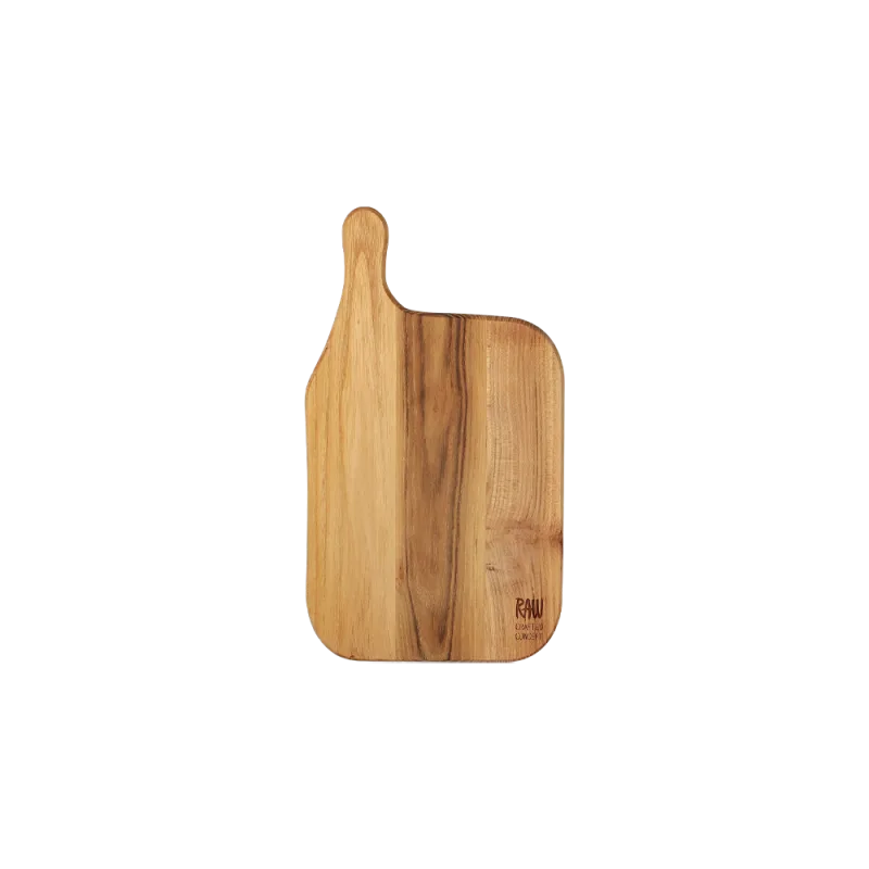 Raw Teak skærebræt med håndtag - 32x15 cm