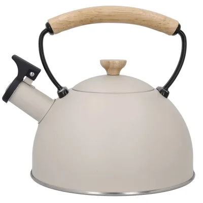 La cafetière Fløjtekedel med træhåndtag, creme
