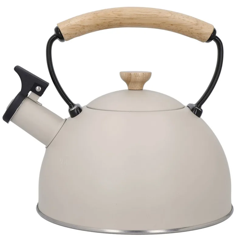 La cafetière Fløjtekedel med træhåndtag, creme