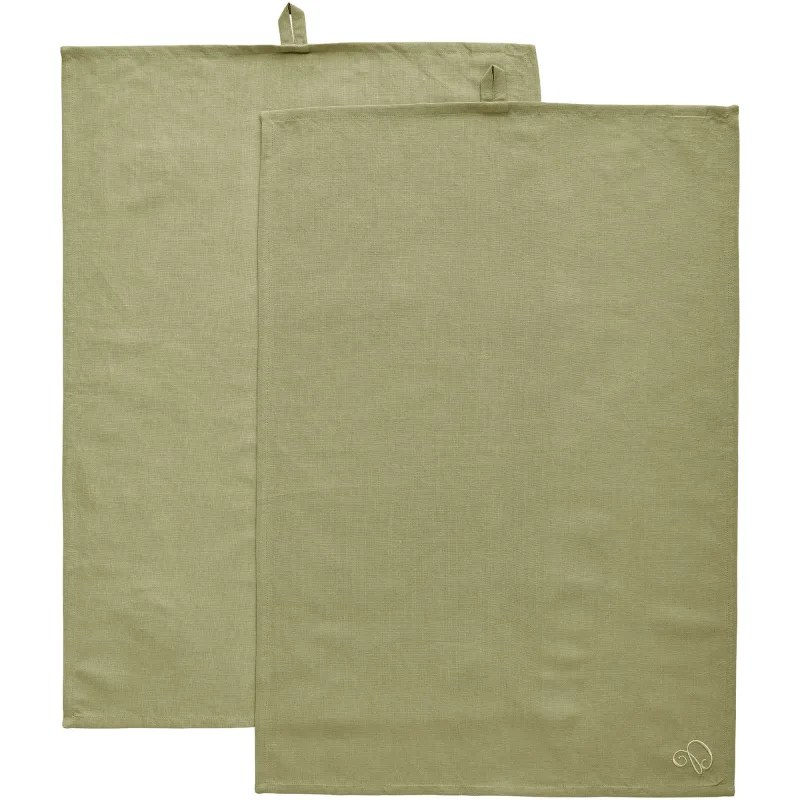 Decotique Sienna viskestykke hør 70 × 50 cm 2-pak, grøn