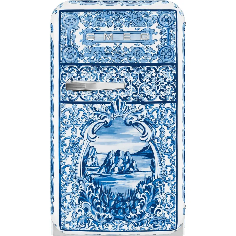 Smeg Fritstående køleskab Dolce & Gabbana Blu Mediterraneo FAB5RDGME5 73 cm