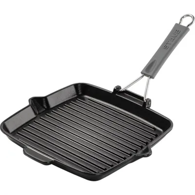 Staub Grillpande i støbejern 24 x 24 cm, sort
