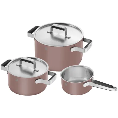 Zwilling Pure grydesæt 3 dele + 2 låg, rustfrit stål, rosa
