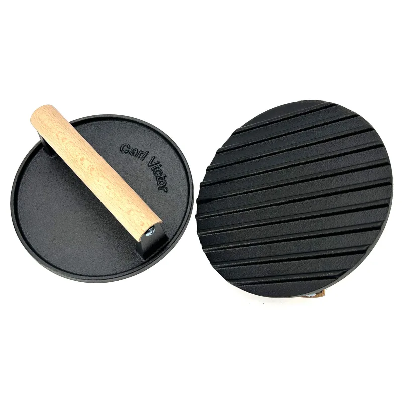 Carl Victor Smash Burger grillpresser med riller 17,5 cm