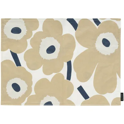 Marimekko Unikko dækkeserviet 31 x 42 cm, beige/hvid/mørkeblå
