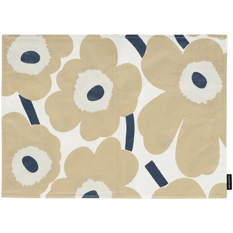 Marimekko Unikko dækkeserviet 31 x 42 cm, beige/hvid/mørkeblå