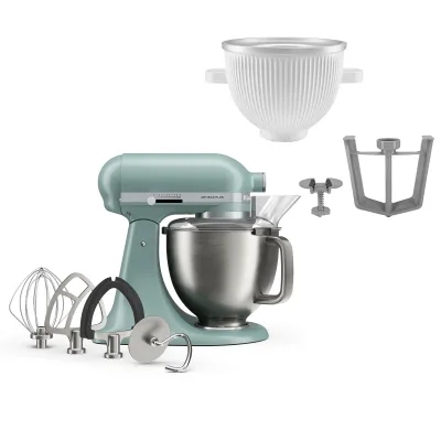 Kitchenaid Artisan Plus køkkenmaskine med glasskålstilbehør, Mint Julep