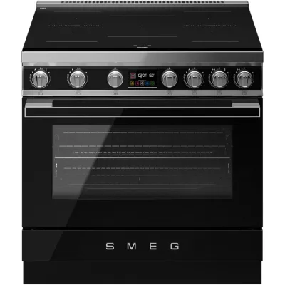 Smeg Portofino CPF90I1PBL2 induktionskomfur med ovn 90 cm, sort