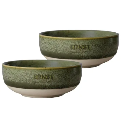 Ernst Skål grøn/natur 11 cm 2-pak