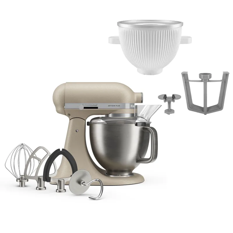 Kitchenaid Artisan Plus køkkenmaskine med is-tilbehør, oat