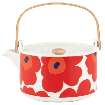 Marimekko Unikko tekande 7 dl, hvid, rød, blå