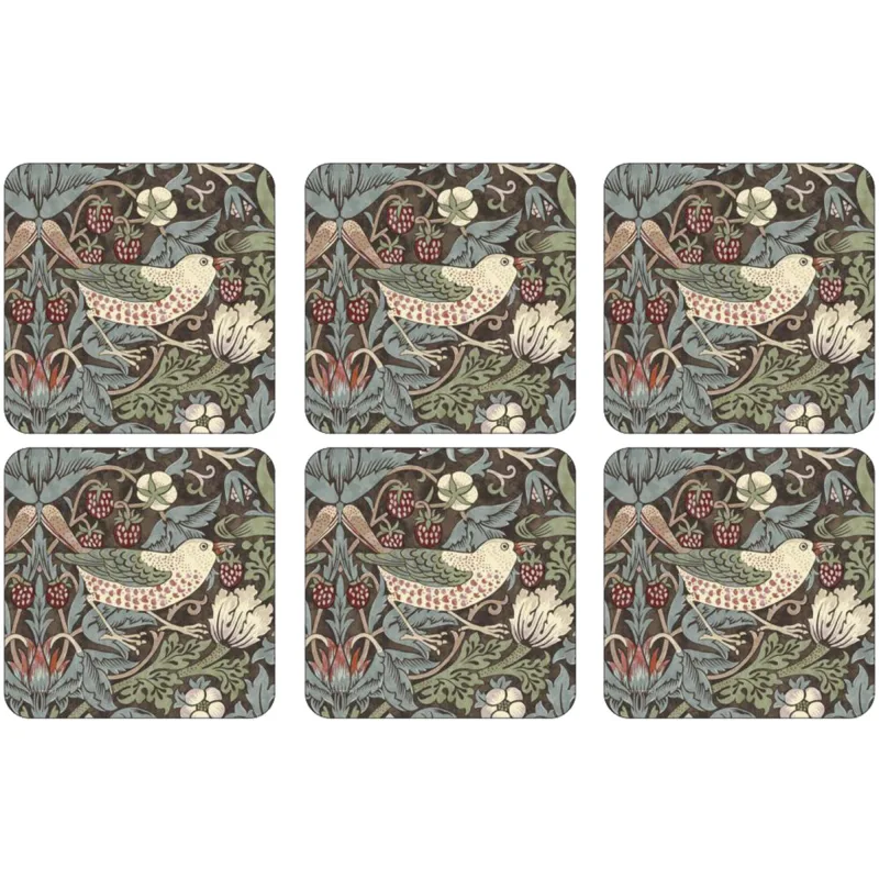 Spode Glasunderlag 'Strawberry Thief', brun