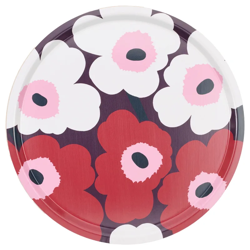 Marimekko Unikko bakke 46 cm, rød/hvid/lilla