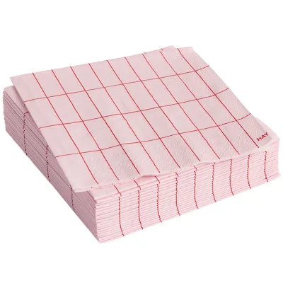 HAY Pattern Cocktailservietter Pink Red Grid 20 stk.