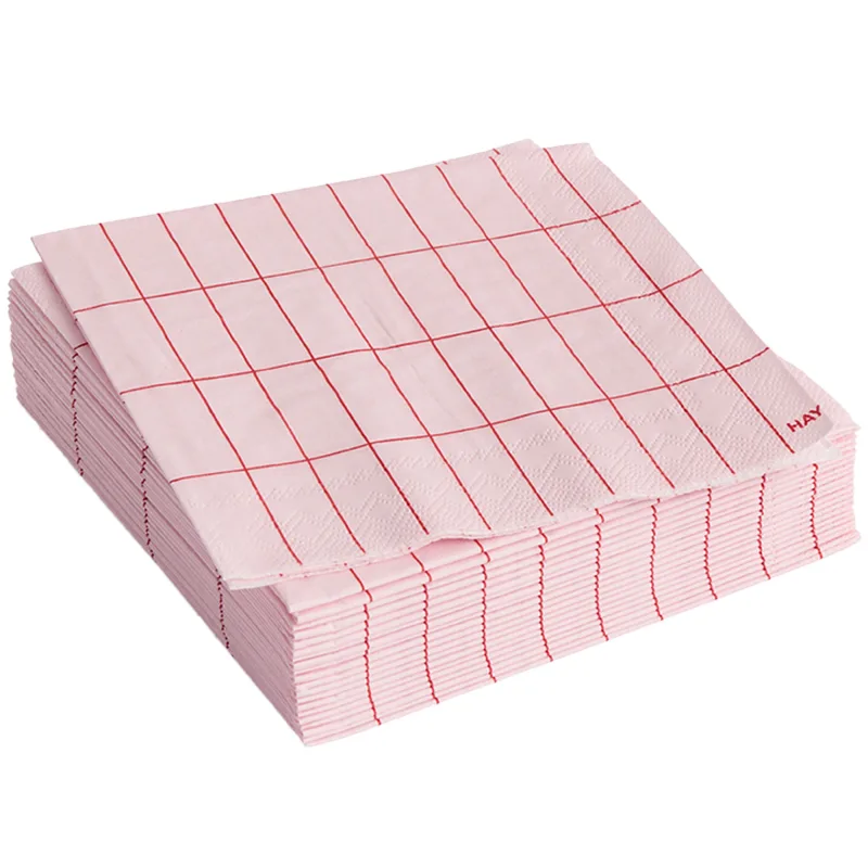 HAY Pattern Cocktailservietter Pink Red Grid 20 stk.