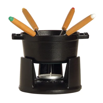 Staub Fonduesæt i støbejern, 10 cm, sort