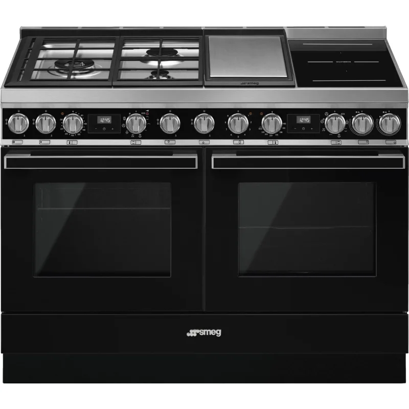 Smeg CPF120IGMPL Portofino gas-/induktionskomfur, sort