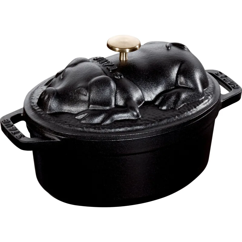 Staub La Cocotte støbejernsgryde 17 cm med griselåg, sort