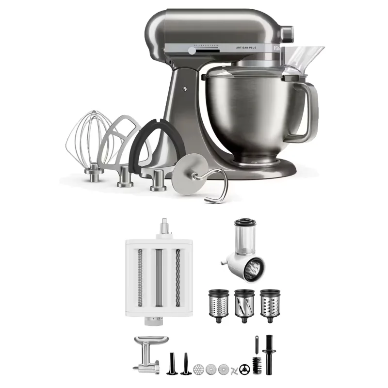 Kitchenaid Artisan Plus køkkenmaskine med tilbehørspakke 4,7 liter, medallion silver