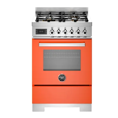 Bertazzoni PRO64L1EART2 gaskomfur 60 cm med 4 brændere og 1 ovn, orange
