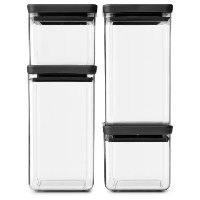Brabantia Tasty+ opbevaringsbeholder, mørkegrå, 4 stk.