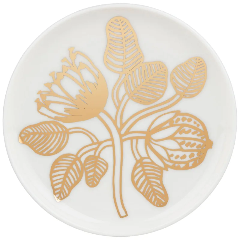 Marimekko Tiara Tallerken 13,5 cm, hvid/guld