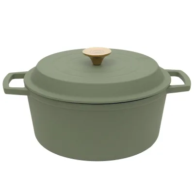 Mareld Støbejernsgryde 5 liter, mat grøn