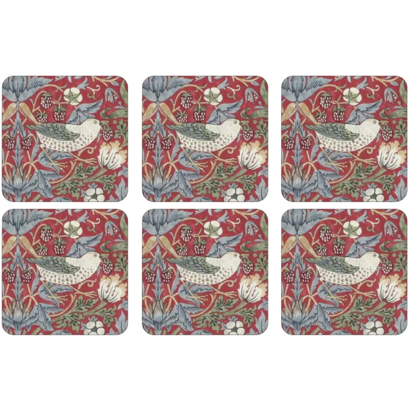 Spode Glasunderlag 'Strawberry Thief', rød