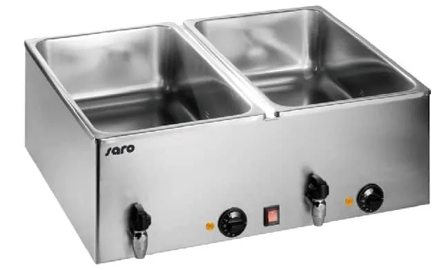 Bain Marie 2x1, 4x0,5 eller 6x1/3 GN 150mm dyb SARO