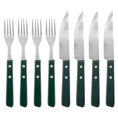 Nicolas Vahé Steakkniv- og gaffelsæt 8 dele, grøn
