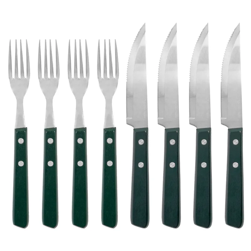 Nicolas Vahé Steakkniv- og gaffelsæt 8 dele, grøn