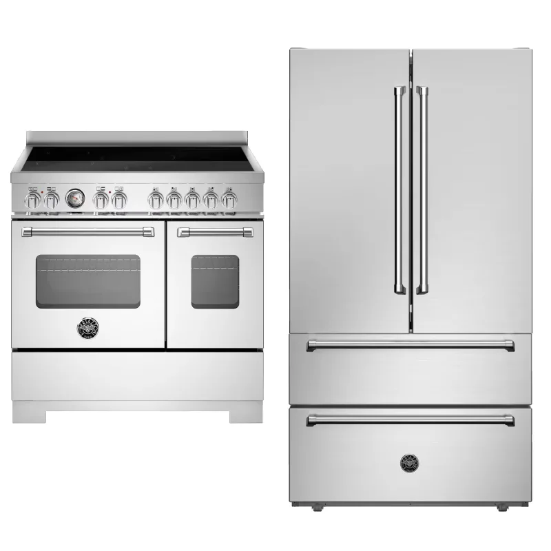 Bertazzoni MAS95I2EXT2 Master induktionskomfur 90 cm med 5 zoner og 2 ovne & REF904FFNXTC Master side-by-side køle-frys 90 cm, rustfrit stål