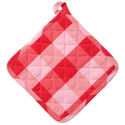 Midnatt Paola grydelap 20×20 cm, rød/rosa