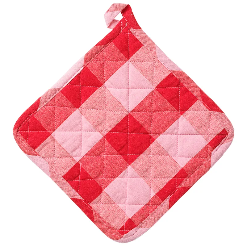 Midnatt Paola grydelap 20×20 cm, rød/rosa