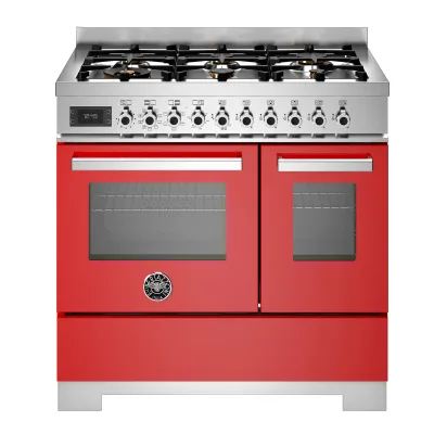 Bertazzoni PRO96L2EROT2 Professional gaskomfur 90 cm med 6 brændere og 2 ovne, rød