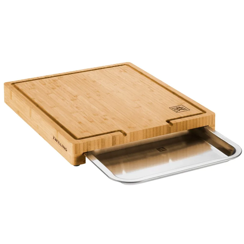 Zwilling BBQ+ skærebræt med bakke 39x30 cm, bambus/rustfrit stål