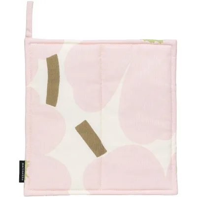 Marimekko Pieni Unikko grydelap, hvid/rosa
