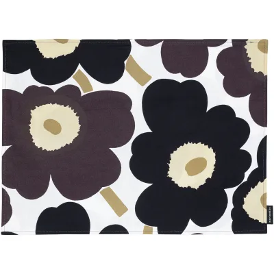 Marimekko Unikko dækkeserviet 31 x 42 cm, sort/hvid/beige