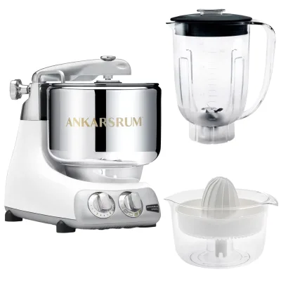 Ankarsrum Assistent AKM6230 + mixerkande & citruspresser, mineral white
