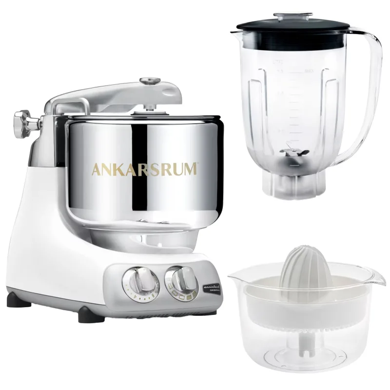 Ankarsrum Assistent AKM6230 + mixerkande & citruspresser, mineral white