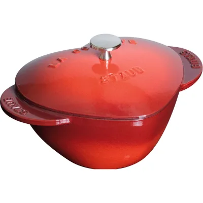 Staub La Cocotte støbejernsgryde hjerte 20 cm / 1,75 liter, kirsebærrød