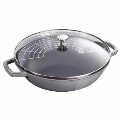Staub Wok med glaslåg 30 cm, grå