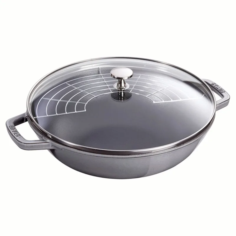 Staub Wok med glaslåg 30 cm, grå
