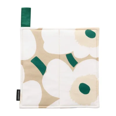 Marimekko Pieni Unikko grydelap 21,5 × 21,5 cm, sand/hvid/hø/smaragd