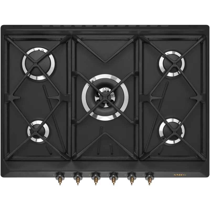 Smeg 70cm gaskogeplade med frontbetjening i antracit